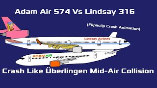 Adam Air 574 Vs Lindsay 316 Crash Like 2002 Überlingen Mid-Air Collision (Flipacilp Crash Animation)