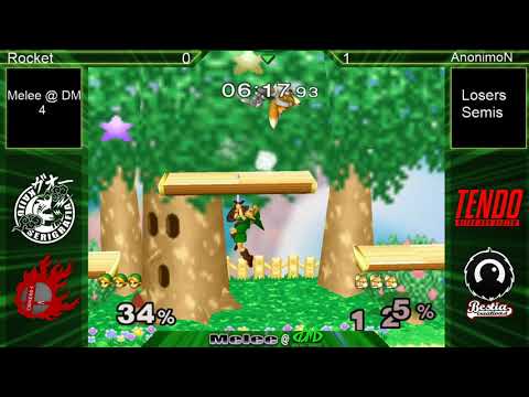 Melee @ DM #4 SSBM - Rocket (Young Link-Fox) vs AnonimoN (Green Fox) - Smash Melee Losers Semis