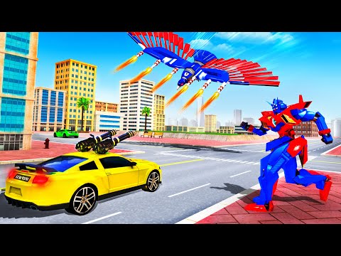Flying Limo Police Helicopter Car Robot Games#02
