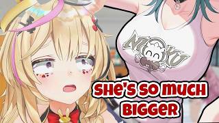 Korone Koyori and Polka realize Chihaya's massive size