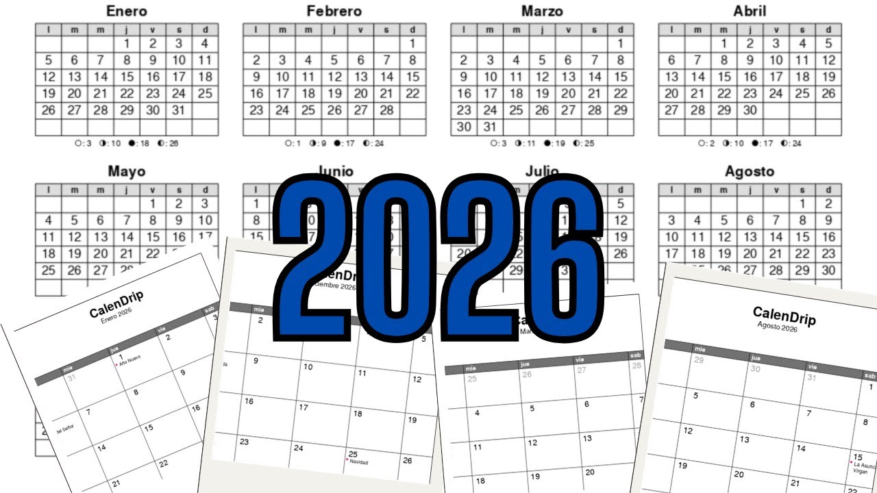 Calendario 2026 en Español 🗓️ Todos los Meses (PDF Imprimible)