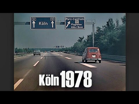 Köln 1978 - Autofahrt über die A59 bei Porz - Flughafenautobahn
