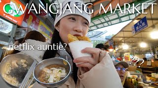 GWANGJANG MARKET KOREAN STREET FOOD 🇰🇷 netflix aunty noodles, bungeo-ppang, honey hotteok [VLOG]