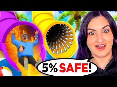 I Tried Working At A Waterpark… but the Slides Have a 5% Survival Rate 💀