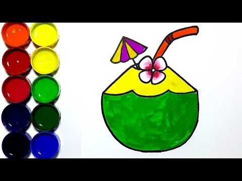Draw and paint coconut drink for children - Lesson 180