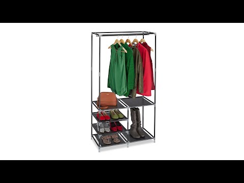 Offener Kleiderschrank mit Schuhablage Schwarz - Metall - Kunststoff - Textil - 84 x 160 x 43 cm
