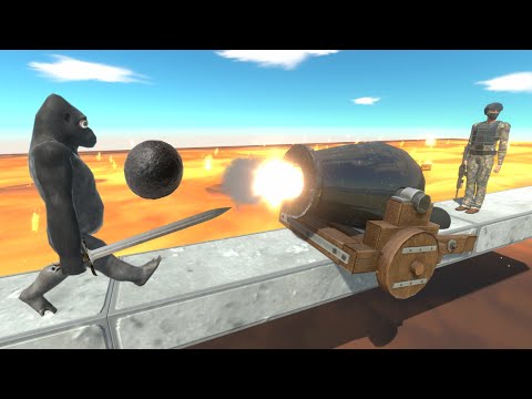 War Cannon and molten surface vs angry units - Animal Revolt Battle Simulator