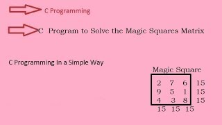 14: C  Program to Solve the Magic Squares Matrix (Hindi)