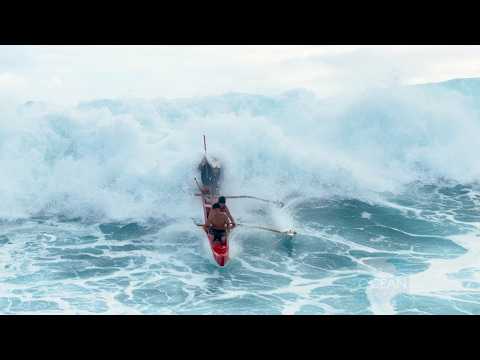Heavy Canoe Surfing wipeout in Hawaii - also a couple great rides