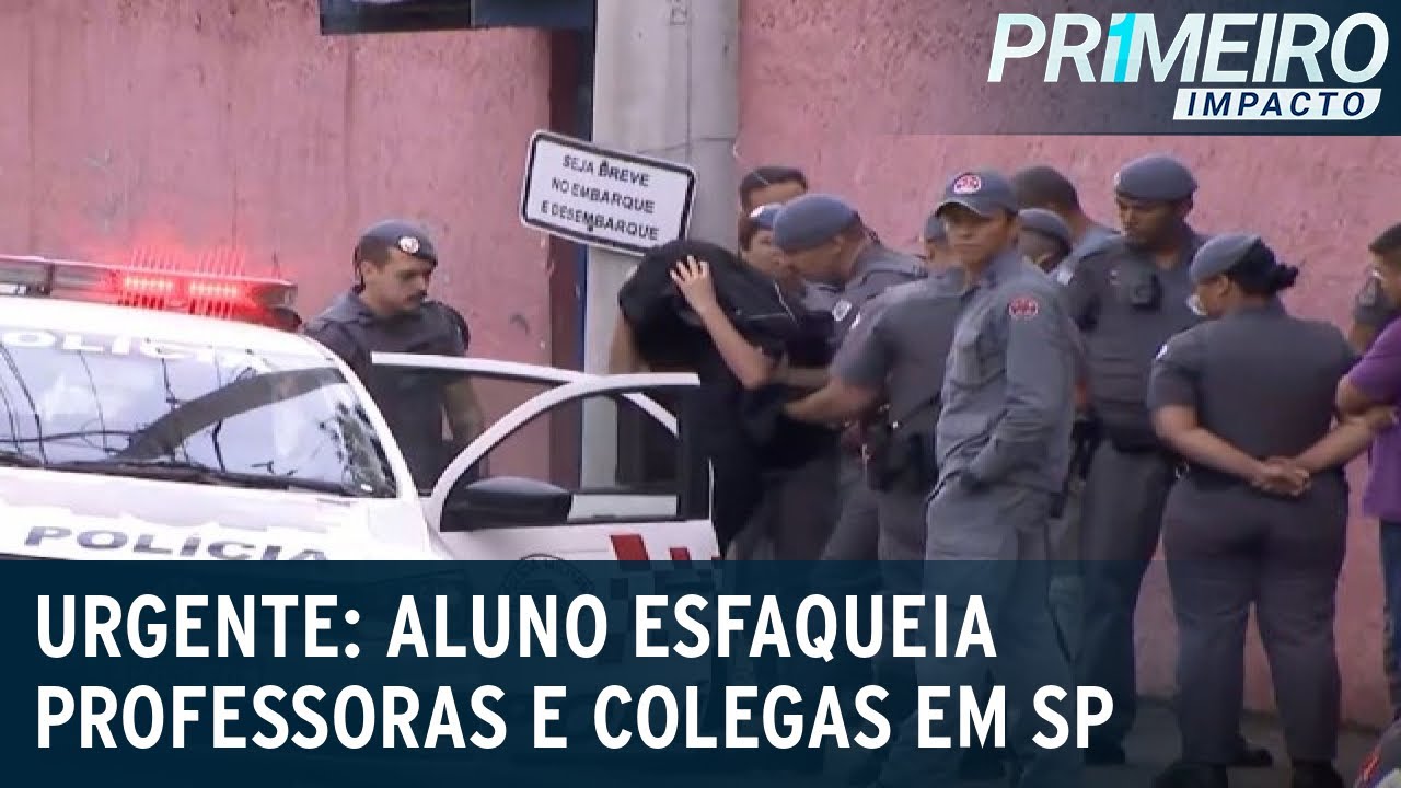 Watch Now Professores e alunos são esfaqueados em escola de São Paulo | Primeiro Impacto (27/03/23) Professores e alunos são esfaqueados em escola de São Paulo | Primeiro Impacto (27/03/23)