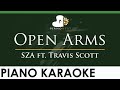 SZA - Open Arms ft. Travis Scott - LOWER Key (Piano Karaoke Instrumental)