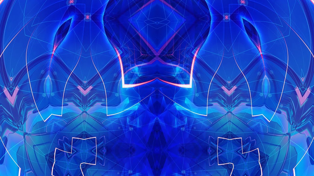 Pretty Geometric Blue Fractal Shapes Rotate in Spherical Projection 4K Motion Background for Edits