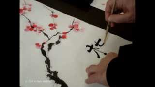 Смотреть онлайн Как нарисовать цветущую ветку сакуры красками