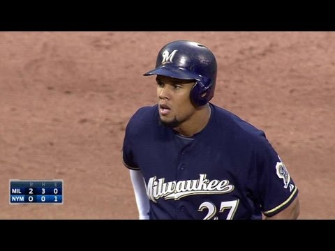 MIL@NYM: C. Gomez hammers an RBI double off the wall