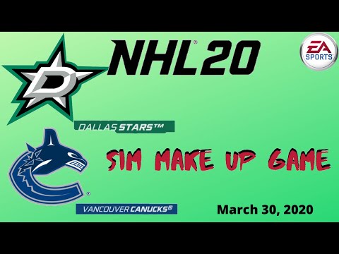 Vancouver Canucks vs Dallas Stars | EA Sports NHL 20 Make up Sim |