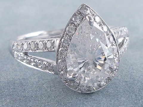 2.33 ctw Pear Shape F SI3 Diamond Engagement Ring - BigDiamondsUSA