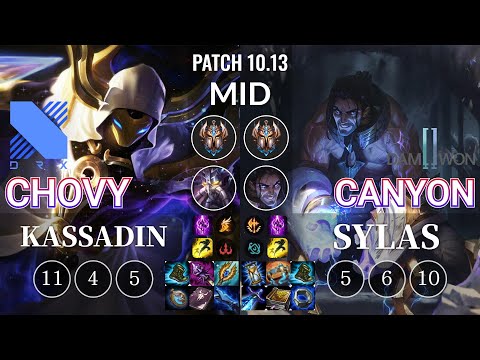 DRX Chovy Kassadin vs DWG Canyon Sylas Mid - KR Patch 10.13