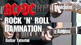 Guitar Tutorial - &quot;Rock &#39;N&#39; Roll Damnation&quot; (AC/DC) With Tabs