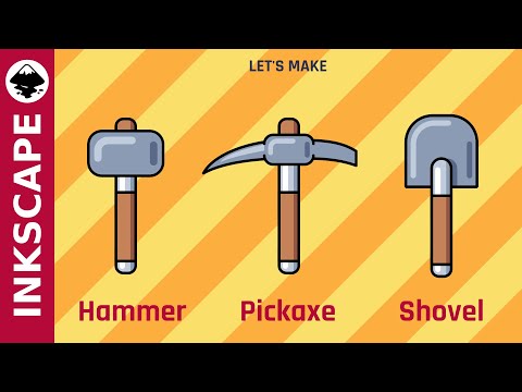 Inkscape Tutorial: How to draw Hammer, Pickaxe and Shovel