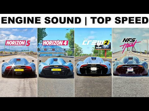 Koenigsegg Regera Engine & Top Speed - Forza Horizon 5 vs FH4 vs The Crew 2 vs NFS Heat