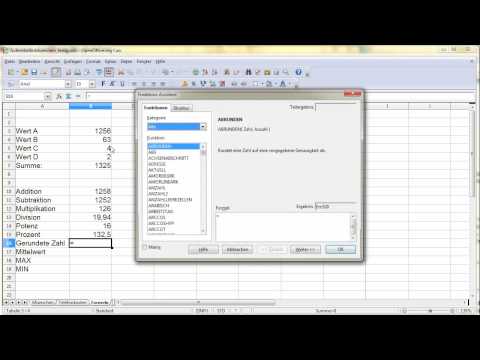 8. Teil Einfache Funktionen einfügen bei OpenOffice Calc