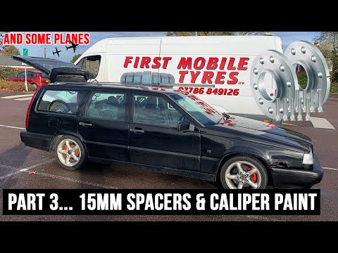 Volvo Estate Project Part 3 - Installing 15mm spacers, brakes paint, and refuelling a C130 Hercules