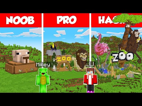 Zoo Animal Park Build Battle Challenge - JJ vs Mikey - Noob vs Pro - Minecraft Maizen