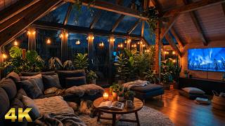 Thunderstorm & Heavy Rain in a Cozy Plant Loft 🌿 | Relaxing Sleep Ambience - No Fireplace