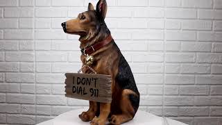 Ebros Faithful Collared German Shepherd Guard Dog Large Figurine Holding Sign Statue