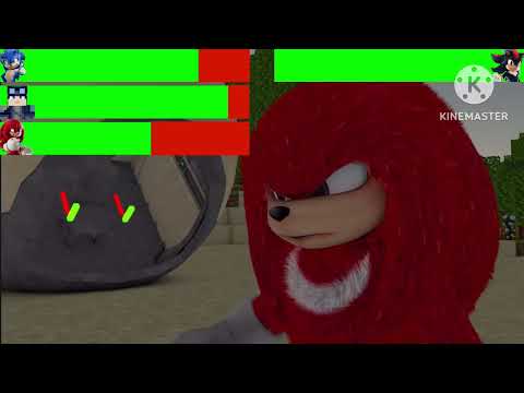 Sonic, Steve & Knuckles Vs Shadow (First fight) with healthbars