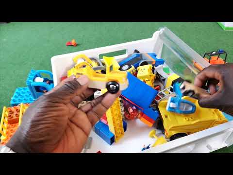 شاحنات التجميع للأطفال حفارة للأطفال Lego Duplo Brio Kids لعبة بناء المركبات ، ASRM Video