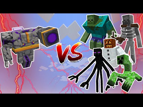 Obisidian Golem (Golemania) VS Mutant Monsters - Mob Battles In Minecraft