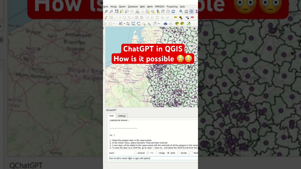 Python coding in QGIS with ChatGPT !💪 #python #chatgpt #qgis #shorts