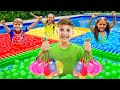 WATER BALLOONS Challenge Others Fun Pool Adventures With Roma Diana And Oliver