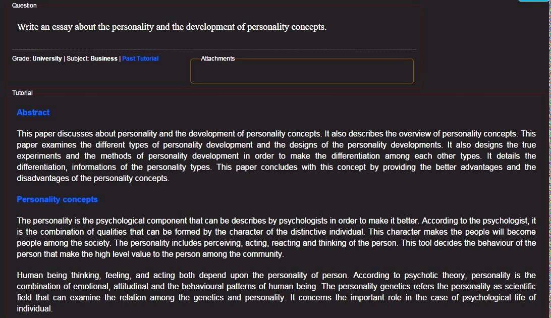 Essay about the personality and the development of personality concepts.