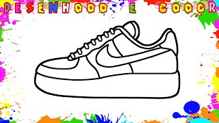 Como Desenhar um TÊNIS | NIKE | AIR FORCE | Desenho para Colorir e Imprimir | Desenhooo e Cooor