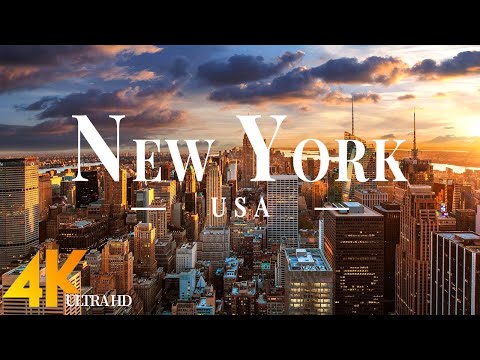 New York 4K drone view • Beautiful aerial view over New York | Relaxation film with calming music