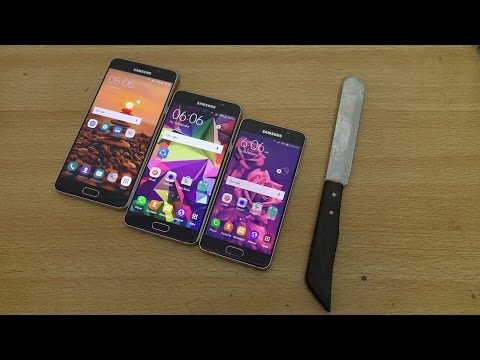 Samsung Galaxy A7 vs A5 vs A3 (2016) Knife Screen Scratch Test (4K)