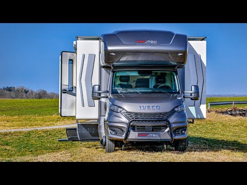 Wohnmobil Protec 2023 Wall Slideout 7,5t krasse 3,5m Breite Luxus Loft Außengrill Außen-TV Lounge