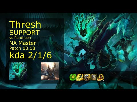 Thresh Support & Ashe vs Pantheon & Caitlyn - NA Master 2/1/6 Patch 10.18 Gameplay
