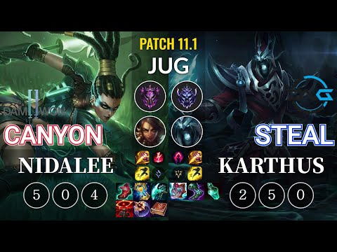 DWG Canyon Nidalee vs DFM Steal Karthus Jungle - KR Patch 11.1