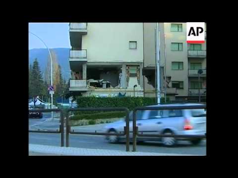 Morning scene around L'Aquila as Italy goes into a day of mourning