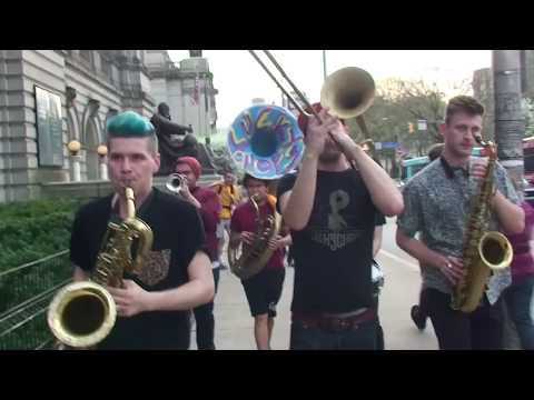 Leo P marches in his old neighborhood with Lucky Chops 4/18/15 @ 6:31 PM