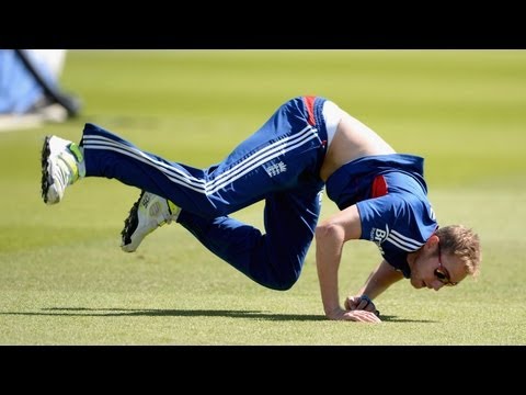 Stuart Broad takes a brilliant catch in training