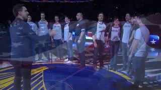 Jersey Boys tour cast singing the national anthem at Warriors vs. Spurs!