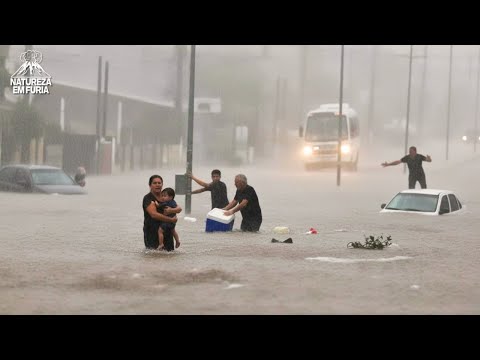 RS EM CAOS! Ciclone provoca ALAGAMENTO GIGANTE e famílias lutam para escapar!
