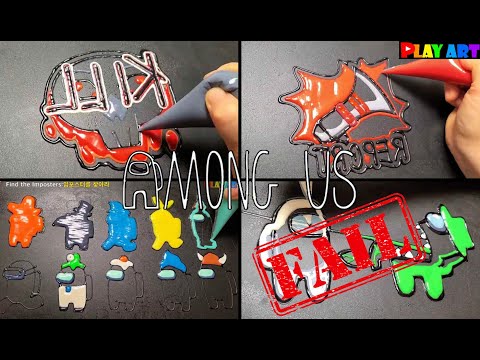 [Pancake art]💘 You need to wake up to live! AMONG US~🔪 [팬케이크아트]정신차려야 살수 있어! 어몽어스~🔫💣