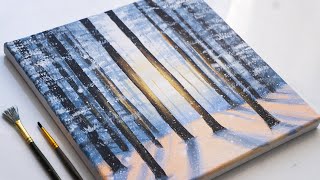 How To Paint a Winter Sunset | Easy Painting Step by Step for Beginners