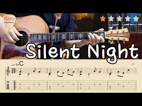 ⛄ Silent Night - Christmas Carol Songs🎄Easy Acoustic Fingerstyle Guitar Tutorial🎄 Tabs&Chords