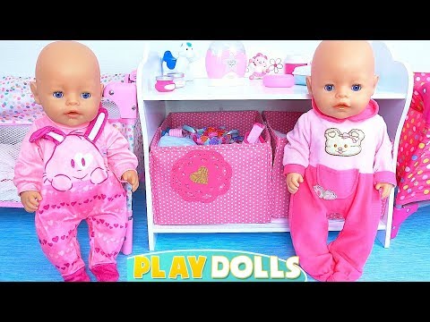 Twins Baby Born Dolls and their funny stories in dollhouse! PLAY DOLLS